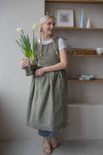 Load image into Gallery viewer, 100% Linen Cottage Dress Apron in Thyme