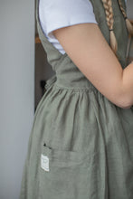 Load image into Gallery viewer, 100% Linen Cottage Dress Apron in Thyme