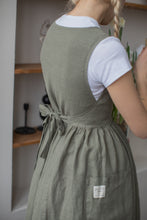 Load image into Gallery viewer, 100% Linen Cottage Dress Apron in Thyme