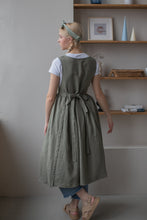 Load image into Gallery viewer, 100% Linen Cottage Dress Apron in Thyme
