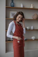 Load image into Gallery viewer, 100% Linen Italian Apron in Terracotta