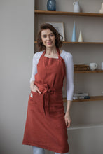 Load image into Gallery viewer, 100% Linen Italian Apron in Terracotta