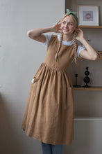 Load image into Gallery viewer, 100% Linen Cottage Dress Apron in Caramel