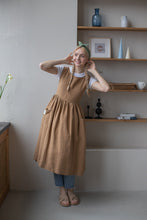 Load image into Gallery viewer, 100% Linen Cottage Dress Apron in Caramel