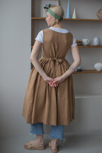 Load image into Gallery viewer, 100% Linen Cottage Dress Apron in Caramel