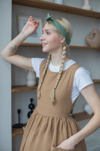 Load image into Gallery viewer, 100% Linen Cottage Dress Apron in Caramel