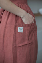 Load image into Gallery viewer, 100% Linen Cottage Dress Apron in Peach