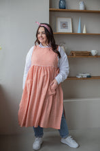 Load image into Gallery viewer, 100% Linen Cottage Dress Apron in Checkered Terracotta