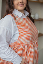 Load image into Gallery viewer, 100% Linen Cottage Dress Apron in Checkered Terracotta