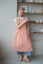 Load image into Gallery viewer, 100% Linen Cottage Dress Apron in Checkered Terracotta