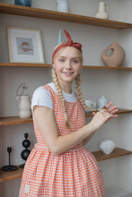Load image into Gallery viewer, 100% Linen Cottage Dress Apron in Checkered Terracotta