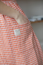 Load image into Gallery viewer, 100% Linen Cottage Dress Apron in Checkered Terracotta