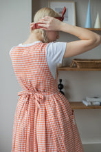 Load image into Gallery viewer, 100% Linen Cottage Dress Apron in Checkered Terracotta