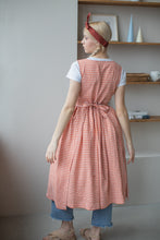 Load image into Gallery viewer, 100% Linen Cottage Dress Apron in Checkered Terracotta