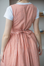 Load image into Gallery viewer, 100% Linen Cottage Dress Apron in Checkered Terracotta