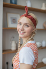 Load image into Gallery viewer, 100% Linen Cottage Dress Apron in Checkered Terracotta