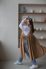 Load image into Gallery viewer, 100% Linen Cottage Dress Apron in Caramel