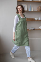 Load image into Gallery viewer, 100% Linen Japanese Apron in Thyme