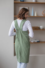 Load image into Gallery viewer, 100% Linen Japanese Apron in Thyme