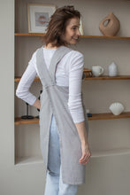 Load image into Gallery viewer, 100% Linen Japanese Apron in Light Grey