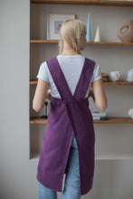 Load image into Gallery viewer, 100% Linen Japanese Apron in Violet
