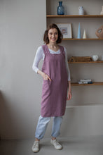Load image into Gallery viewer, 100% Linen Japanese Apron in Lavender