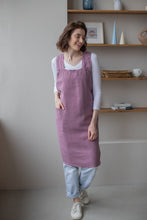Load image into Gallery viewer, 100% Linen Japanese Apron in Lavender