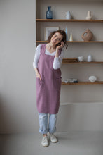 Load image into Gallery viewer, 100% Linen Japanese Apron in Lavender