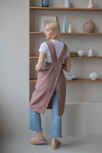 Load image into Gallery viewer, 100% Linen Japanese Apron in Mauve
