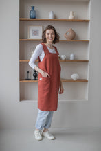 Load image into Gallery viewer, 100% Linen Japanese Apron in Terracotta