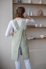 Load image into Gallery viewer, 100% Linen Japanese Apron in Sage