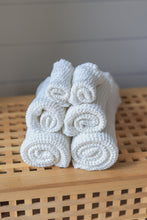 Load image into Gallery viewer, Linen Waffle Face Towel in White - Set of 2