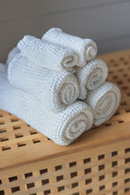 Load image into Gallery viewer, Linen Waffle Face Towel in White - Set of 2