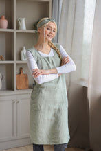 Load image into Gallery viewer, 100% Linen Japanese Apron in Sage