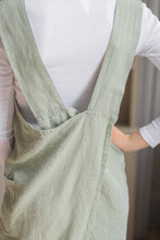 Load image into Gallery viewer, 100% Linen Japanese Apron in Sage