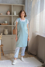 Load image into Gallery viewer, 100% Linen Japanese Apron in Mint