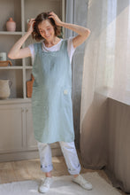 Load image into Gallery viewer, 100% Linen Japanese Apron in Mint