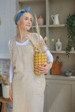 Load image into Gallery viewer, 100% Linen Japanese Apron in Ecru