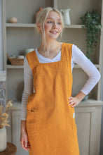 Load image into Gallery viewer, 100% Linen Japanese Apron in Mustard Yellow