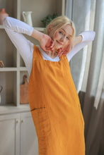 Load image into Gallery viewer, 100% Linen Japanese Apron in Mustard Yellow