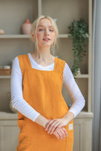 Load image into Gallery viewer, 100% Linen Japanese Apron in Mustard Yellow