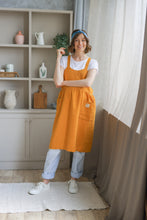 Load image into Gallery viewer, 100% Linen French Apron in Mustard Yellow