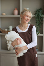 Load image into Gallery viewer, 100% Linen Japanese Apron in Chocolate
