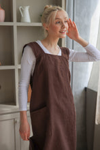 Load image into Gallery viewer, 100% Linen Japanese Apron in Chocolate