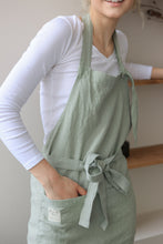 Load image into Gallery viewer, 100% Linen Italian Apron in Sage