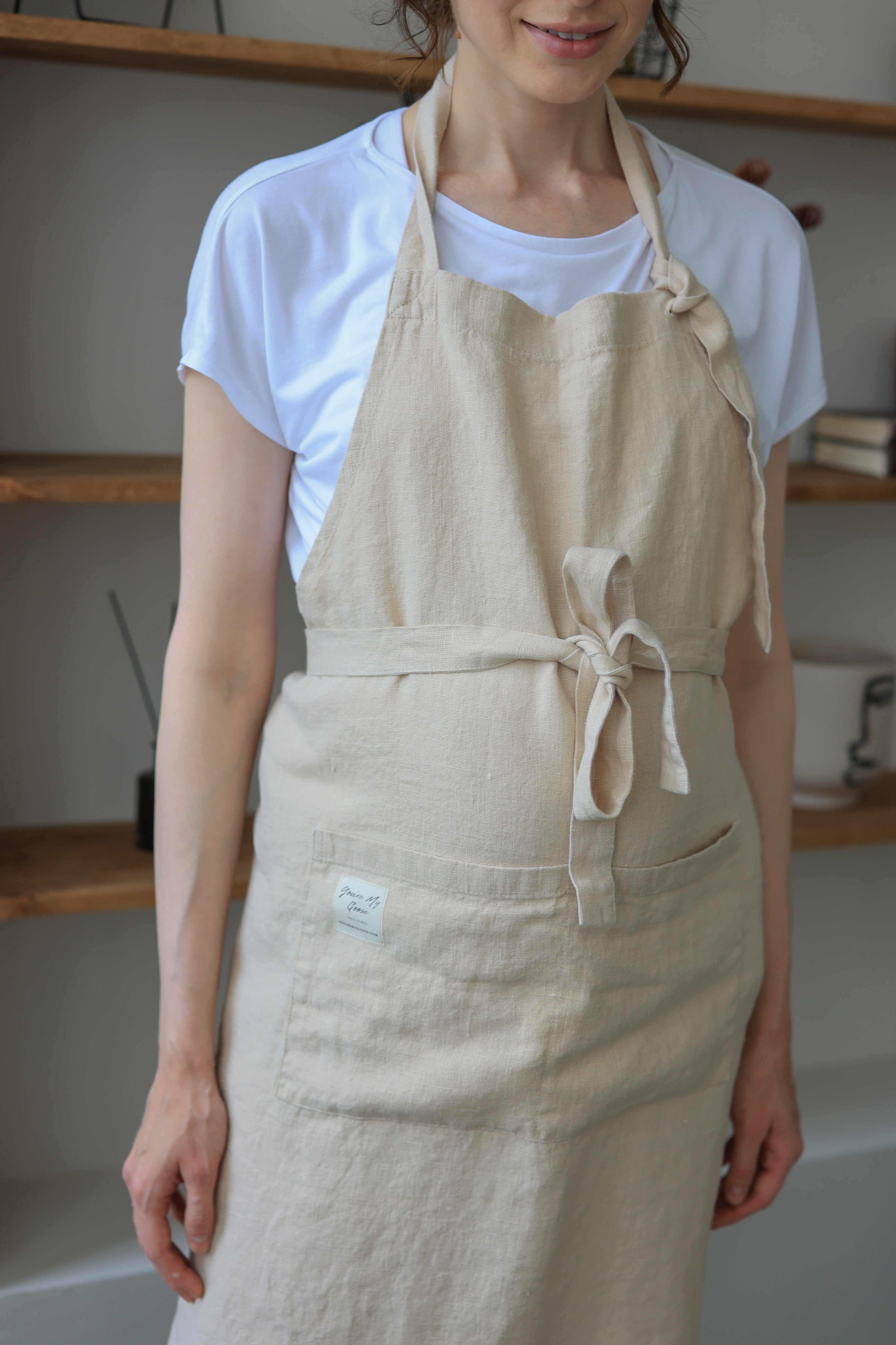 100% Linen Italian Apron in Ecru – YOU'RE MY GOOSE