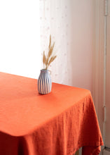 Load image into Gallery viewer, 100% Linen Tablecloth in Salamander Orange - 55"х79"