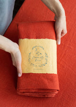 Load image into Gallery viewer, 100% Linen Tablecloth in Salamander Orange - 55"х79"