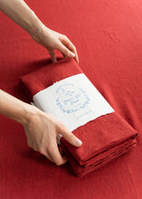Load image into Gallery viewer, 100% Linen Tablecloth in Vintage Red - 55"х79"