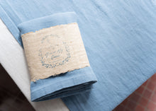 Load image into Gallery viewer, 100% Linen Table Runner in Sky Blue Large